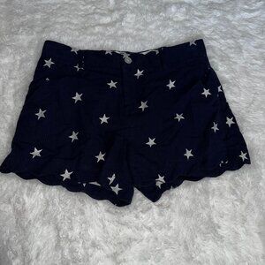 Lauren James America Navy Patriotic Star Embroidered Scalloped Shorts Womens M